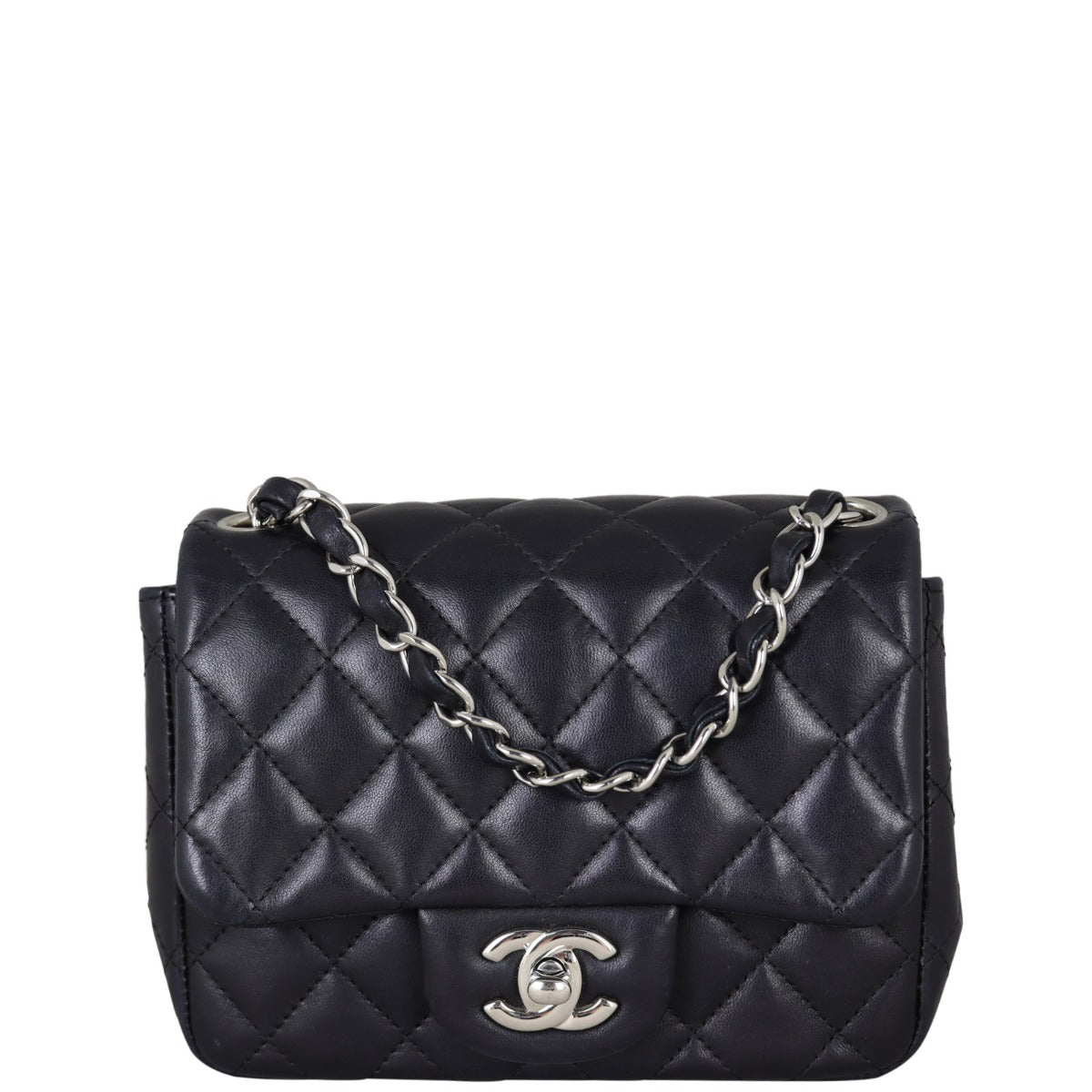 Chanel Classic Square Lambskin Handbag Black Mini Mini Bag