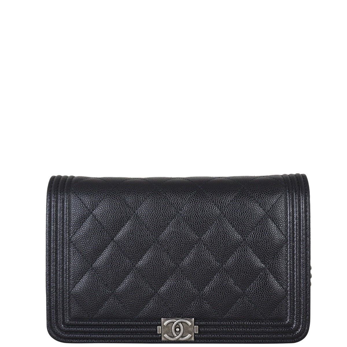 Chanel Boy Wallet on Caviar Handbag Black Chain