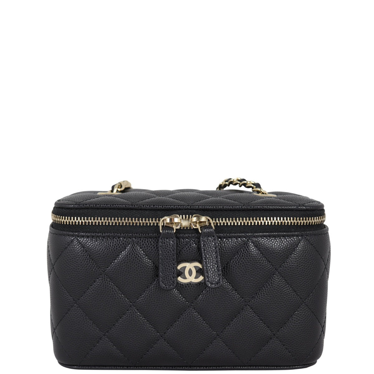Chanel Vanity Case with Caviar Handbag Black Chain
