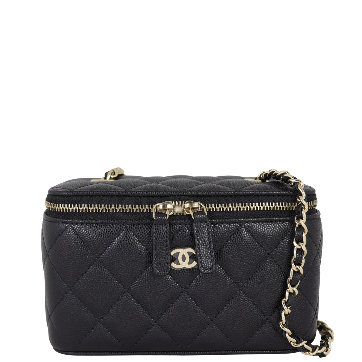 Chanel Vanity Case with Caviar Handbag Black Chain