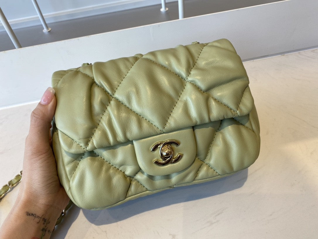 CHLSmall Hardware , ’s , Green Gold Flap Shoulder Bag