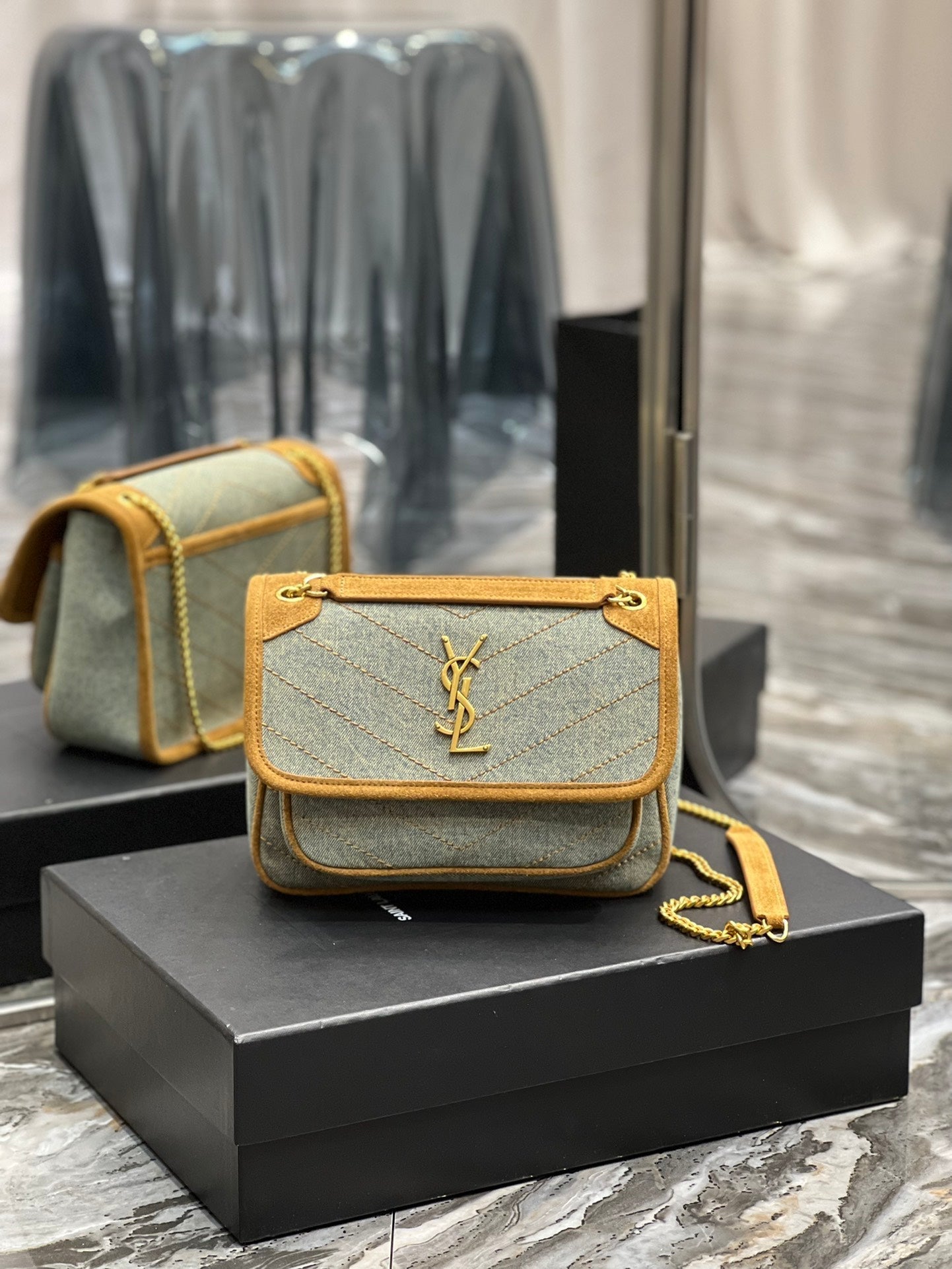 YSL Saint Laurent Niki Shoulder Bag Mini Chain