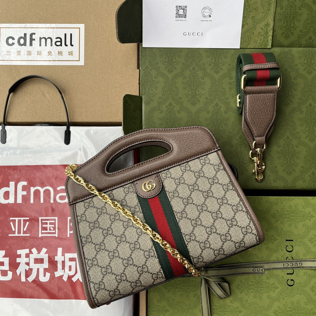 gg Ophidia Web 10in 26cm Black Small Tote Bag