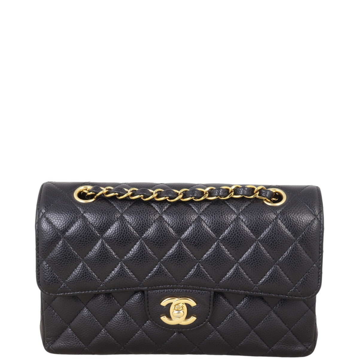 Chanel Classic Double Flap Caviar Handbag Quilted Black Shoulder Bag