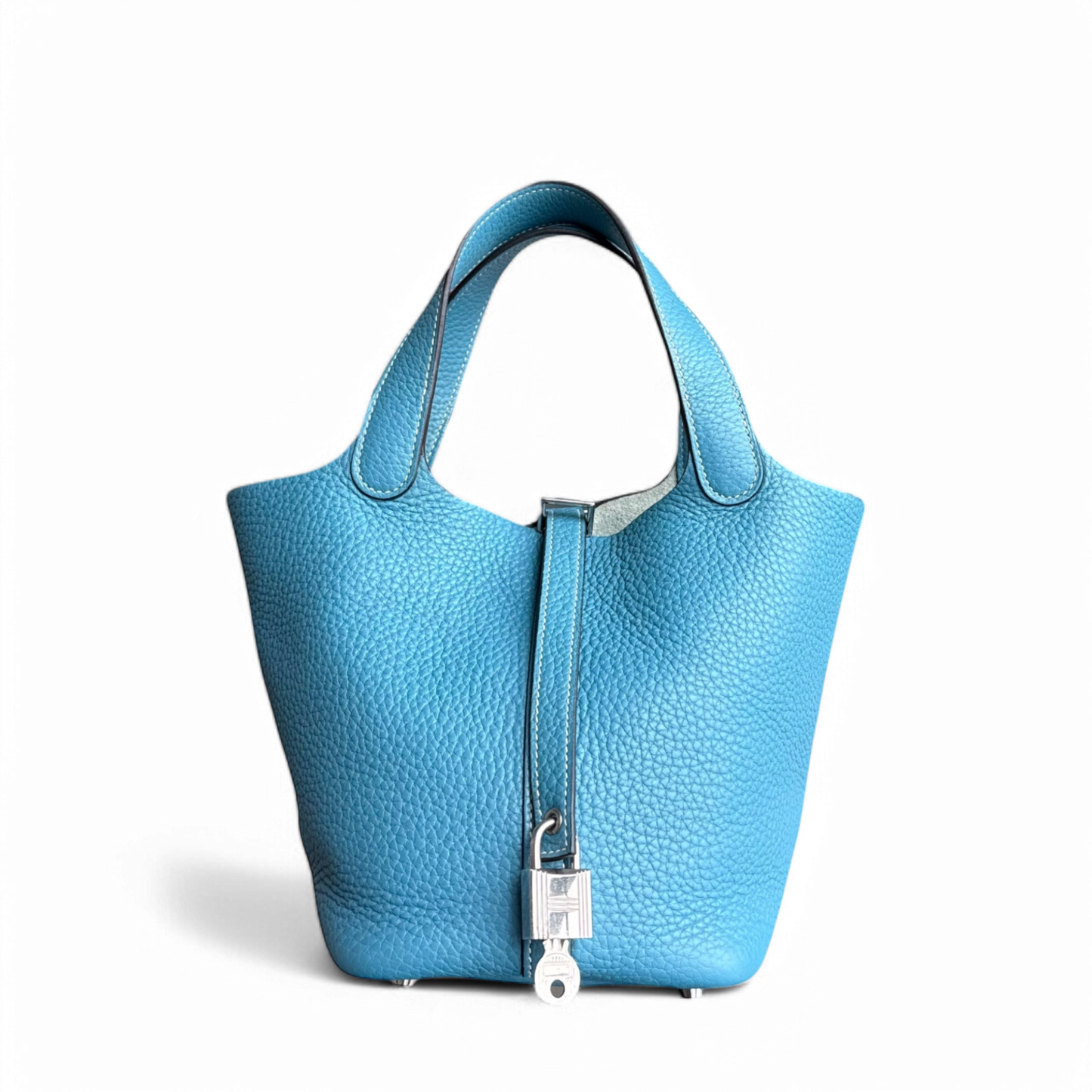 Hermes Picotin New Jean Mauve Pale Square Tc Clemence Blue Silver Travel Bag