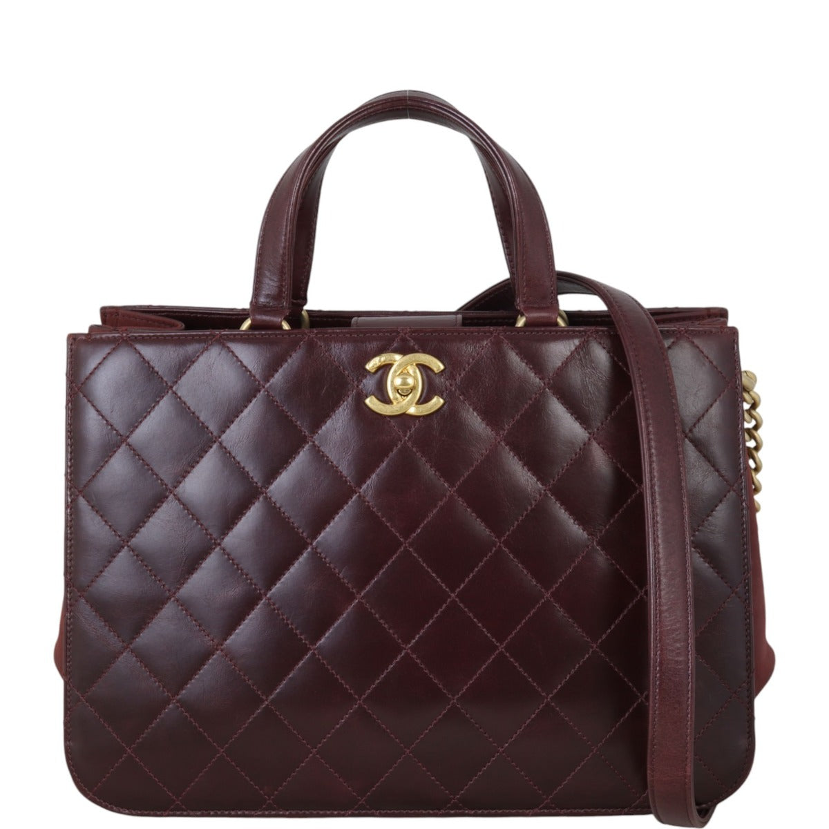 Chanel CC Portobello Tote Quilted Red Shoulder Bag