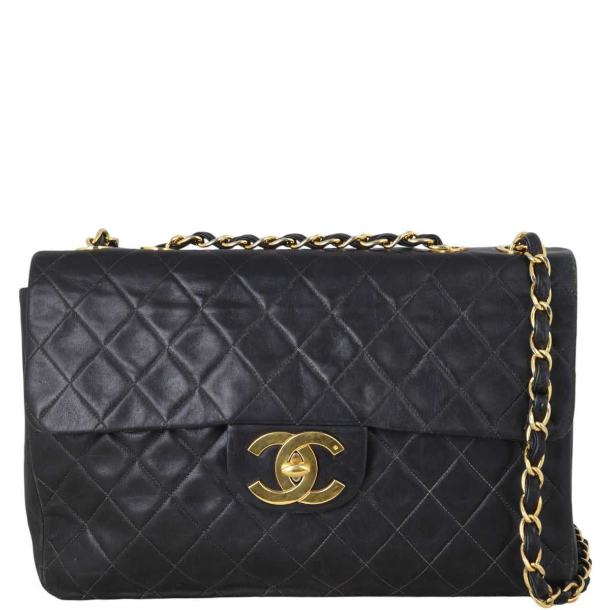 Chanel Maxi Jumbo XL Single Handbag Quilted Black