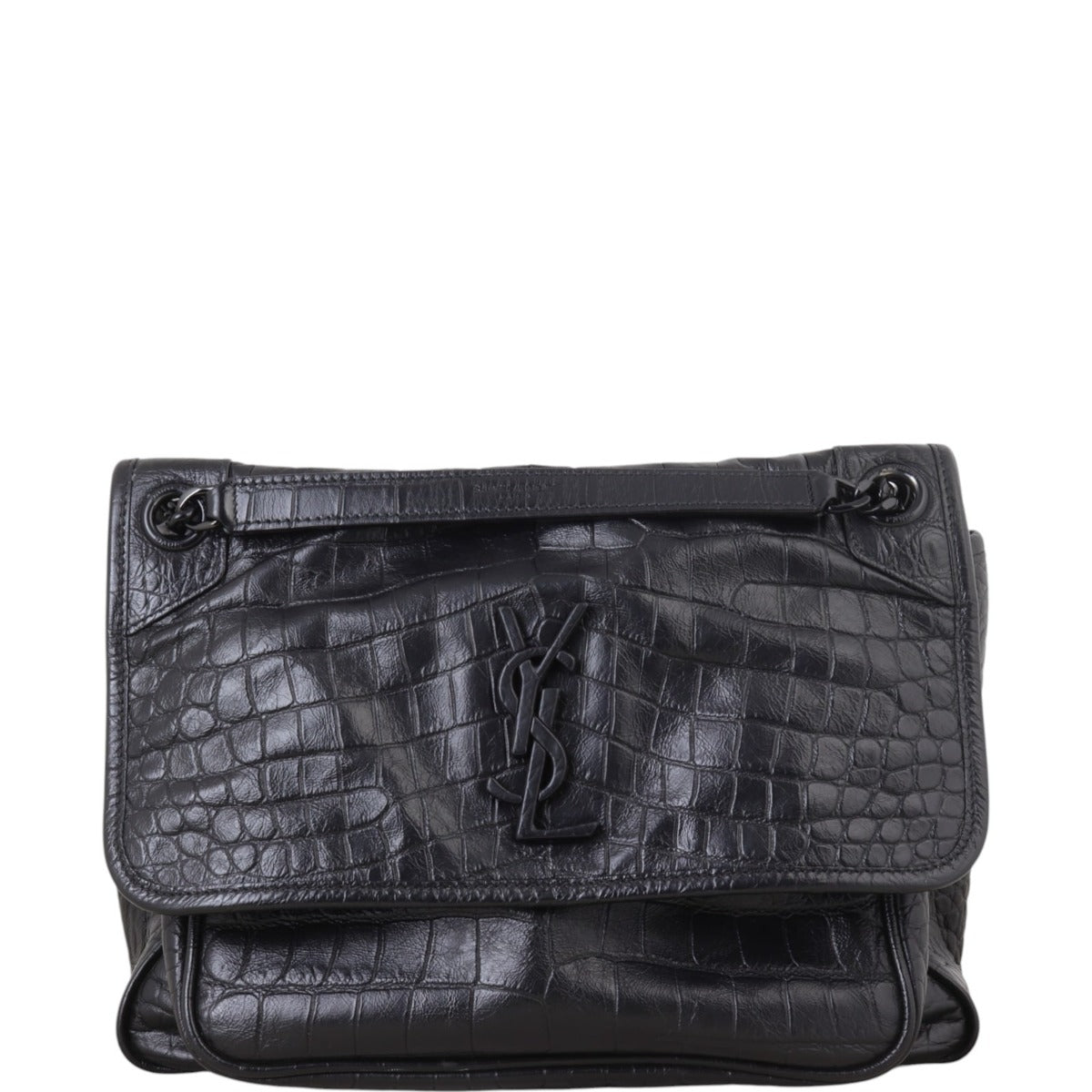 YSL Saint Laurent Niki Croc Embossed Crossbody Bag Medium
