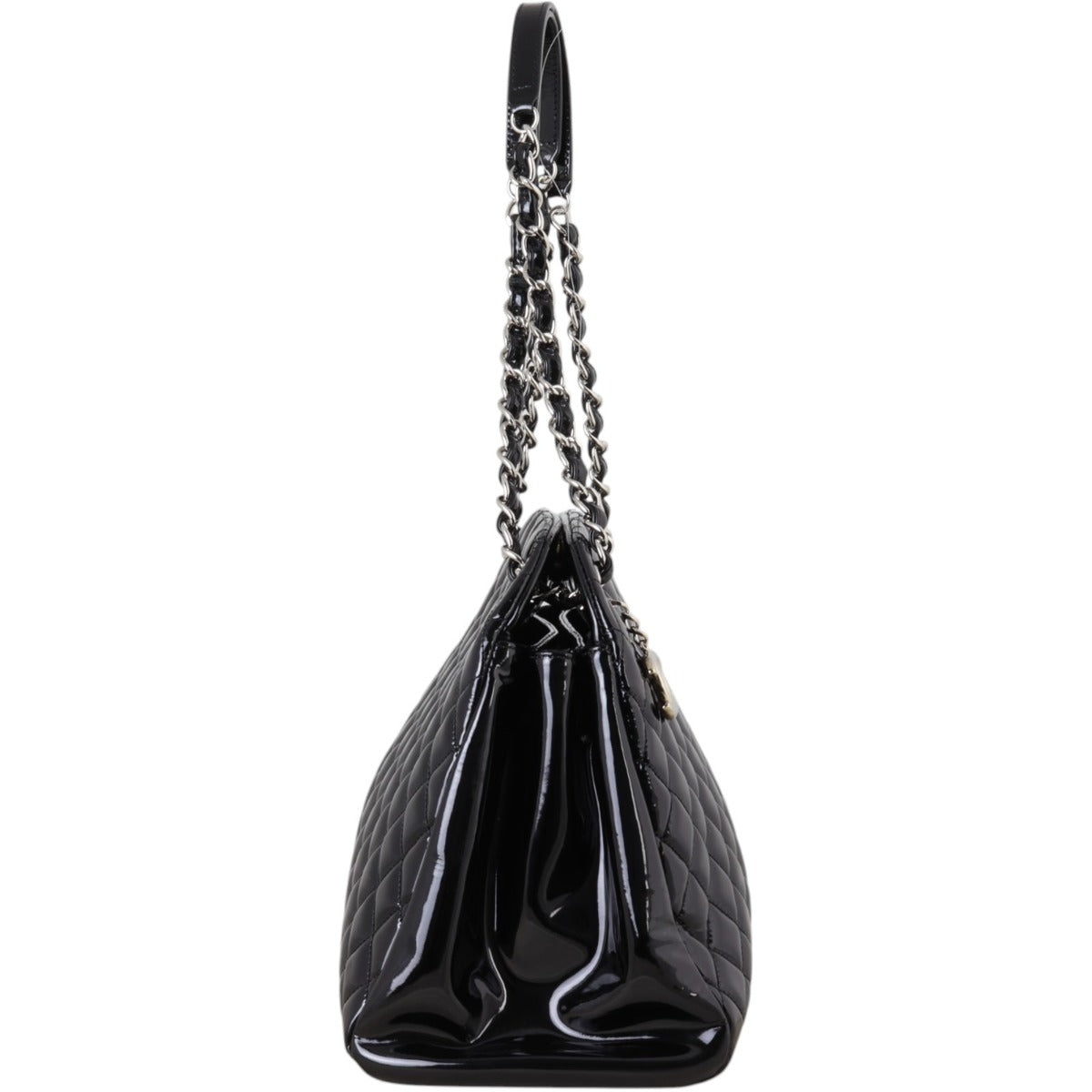 Chanel Mademoiselle Bowler Bag Patent Quilted Black Shoulder Bag