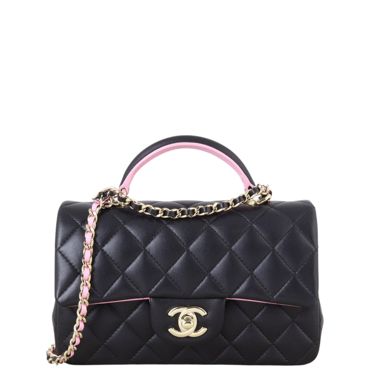 Chanel Classic Flap Mini Rectangular Top Handle Bag Quilted Black Crossbody Bag