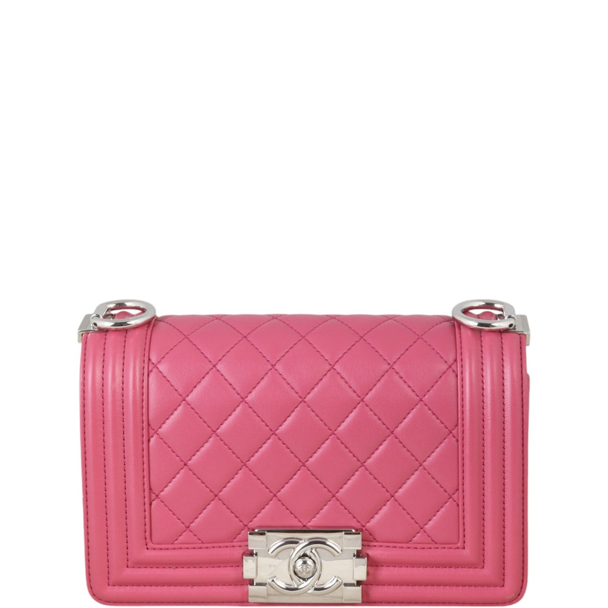 Chanel Boy Handbag Quilted Pink Crossbody Bag