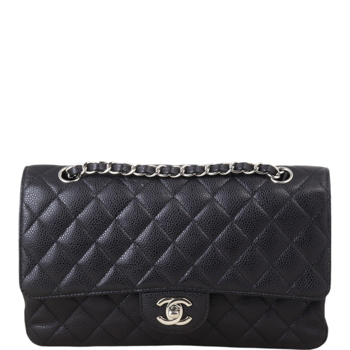 Chanel Classic Double Flap Caviar Handbag Quilted Black