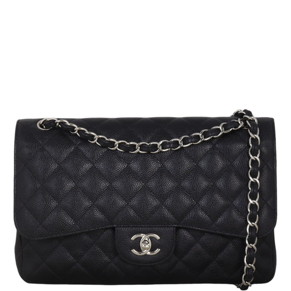 Chanel Classic Double Jumbo Handbag Quilted Black Shoulder Bag Jumbo 11122024