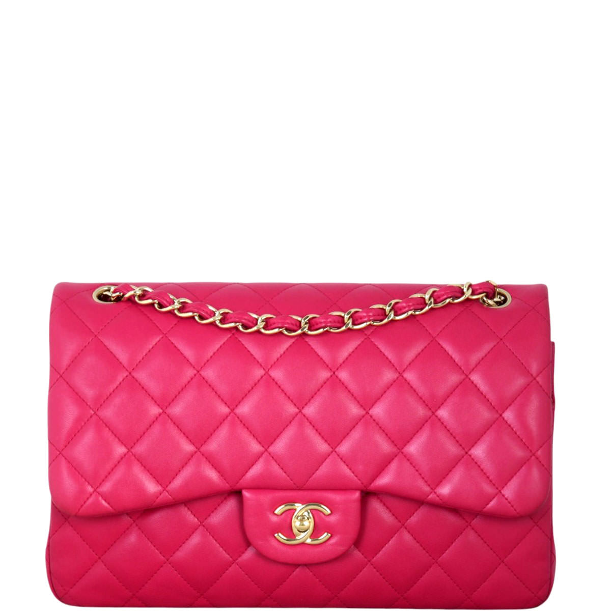 Chanel Classic Double Jumbo Handbag Quilted Pink Crossbody Bag