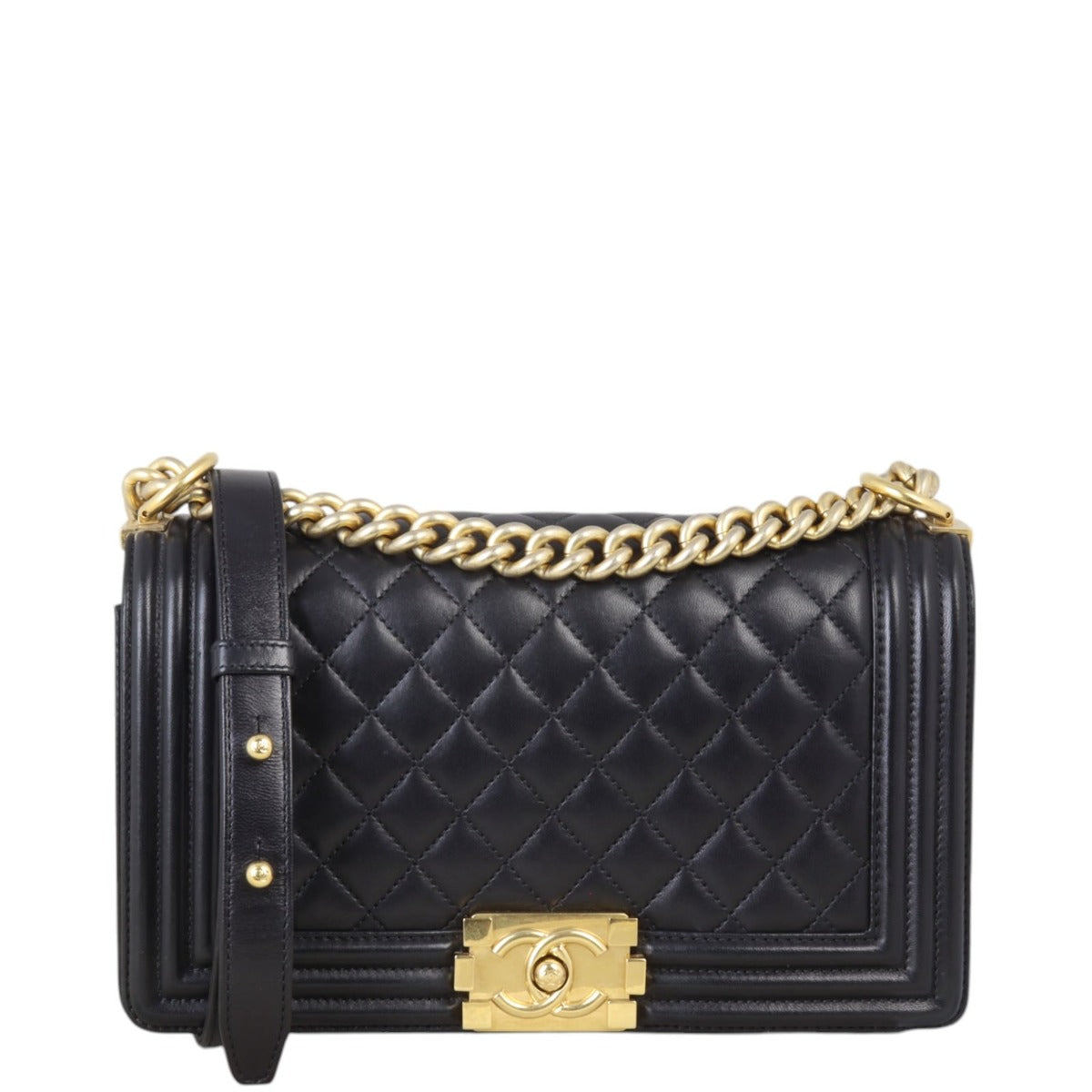 Chanel Boy Old Handbag Quilted Black Crossbody Bag Medium 20122024