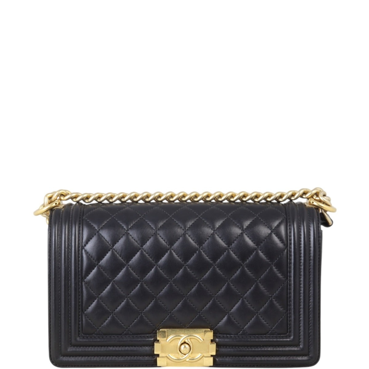Chanel Boy Old Handbag Quilted Black Crossbody Bag Medium 20122024