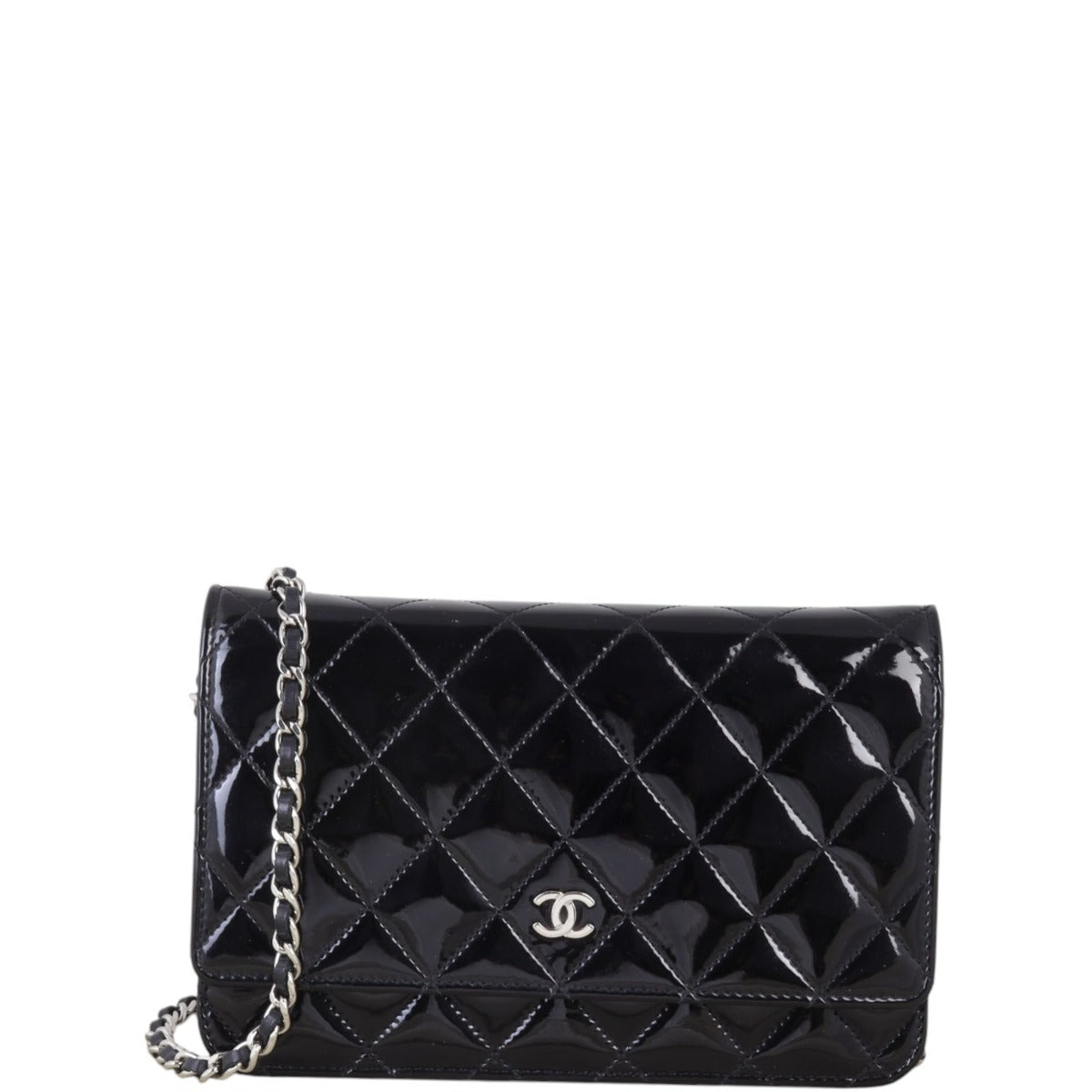 Chanel Classic Wallet on Patent Handbag Quilted Black Shoulder Bag