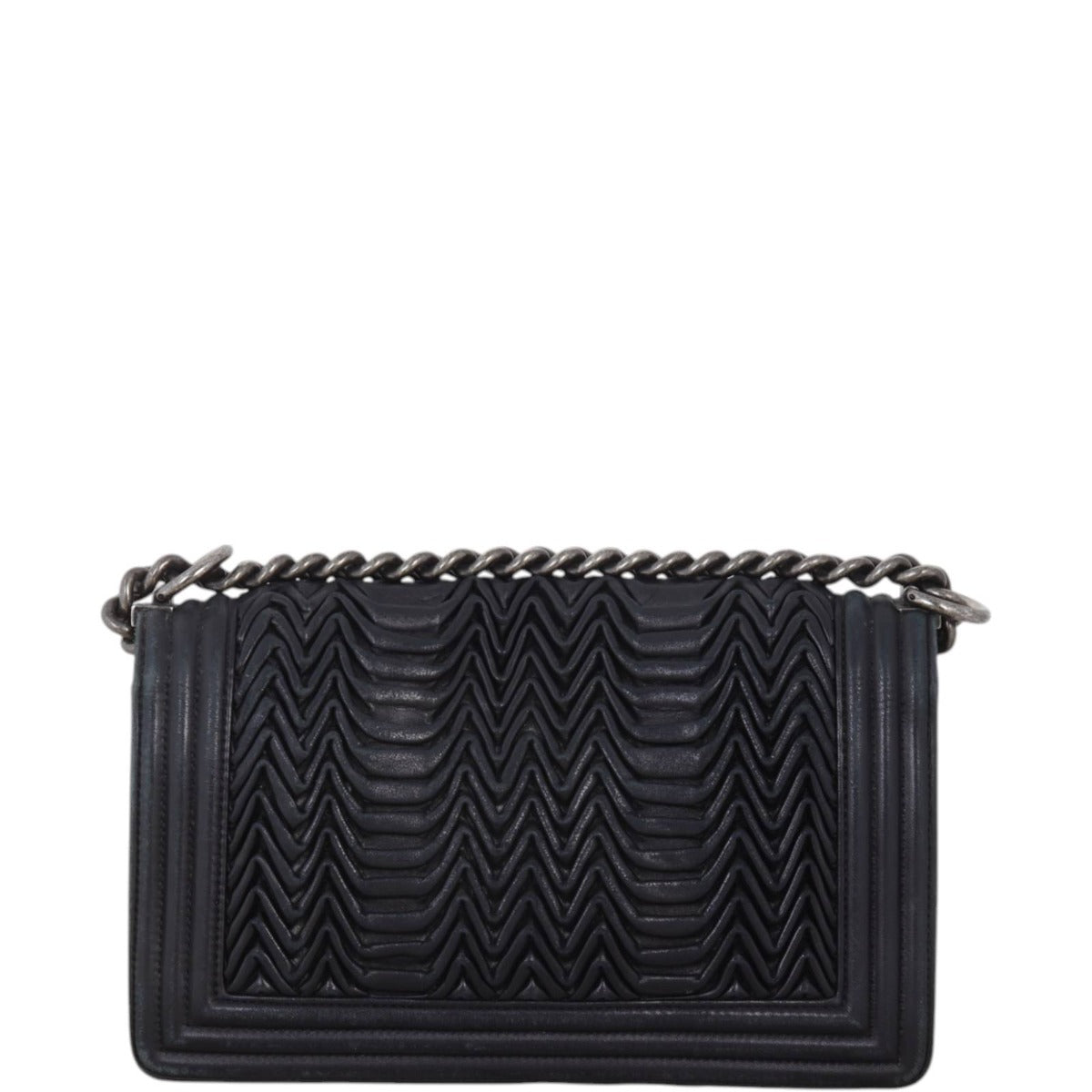 Chanel Boy 3D Pleated Old Handbag Black Medium Crossbody Bag