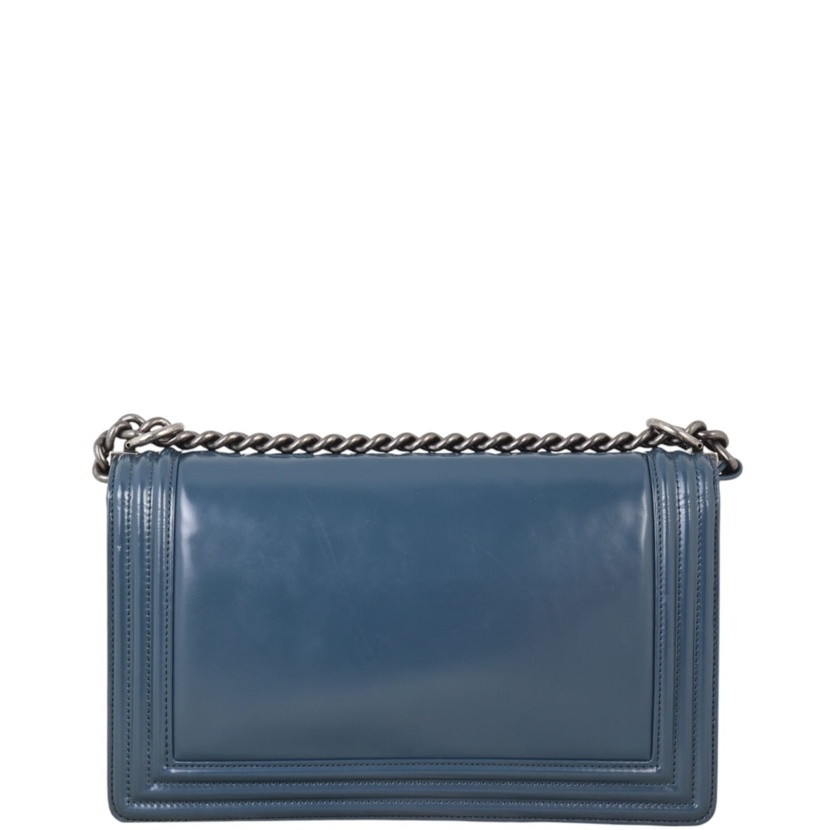 Chanel Boy Old Glazed Handbag Blue Medium Crossbody Bag