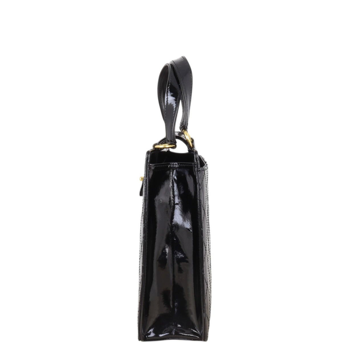 Chanel CC Tall Tote Patent Quilted Black Tote Bag
