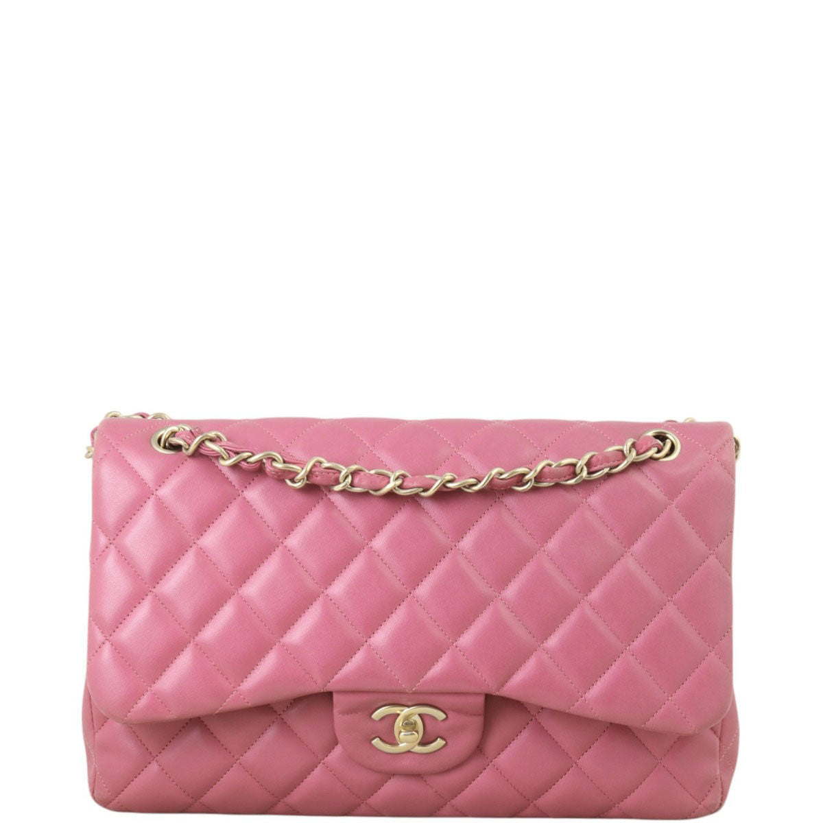 Chanel Classic Double Jumbo Handbag Pink Flap Crossbody Bag