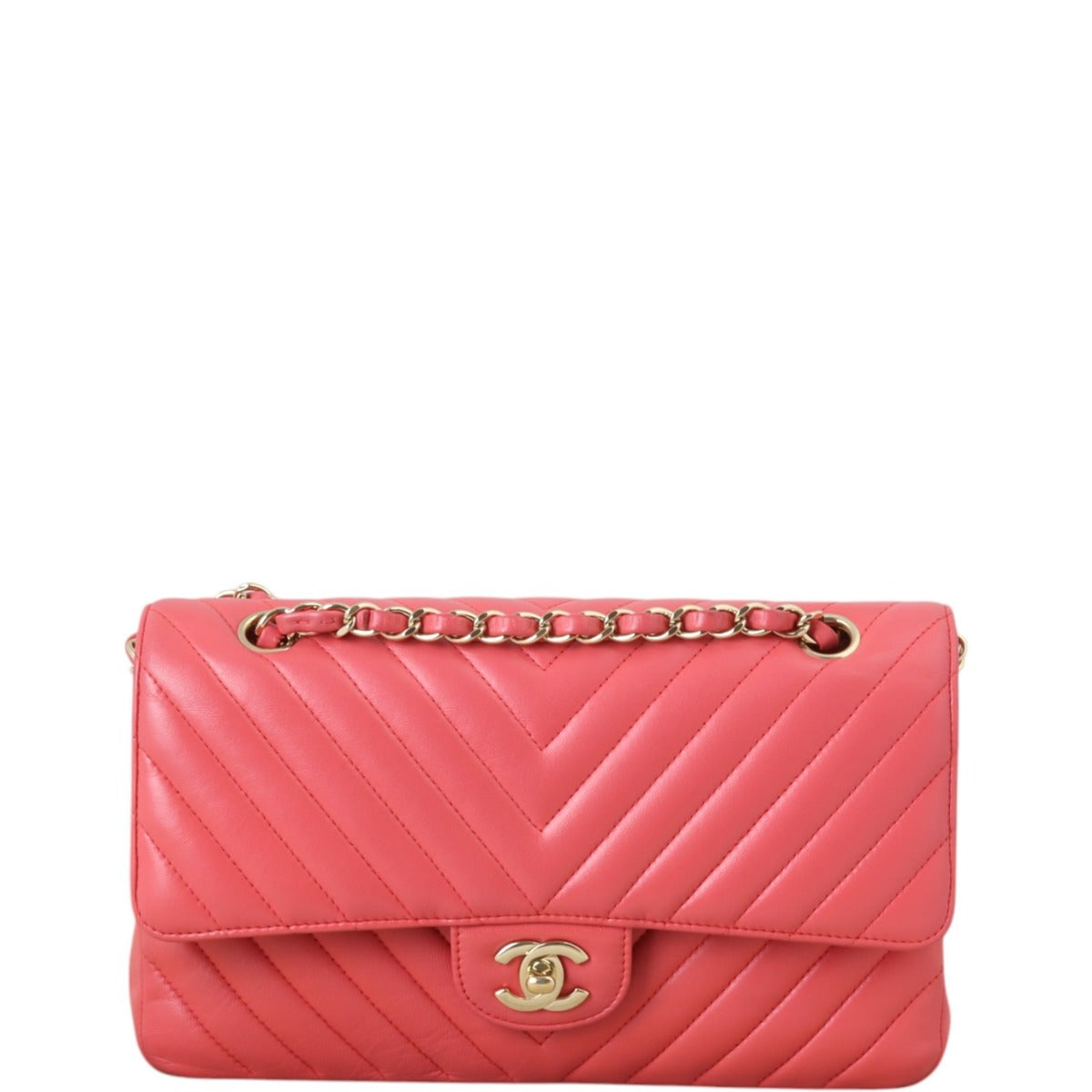 Chanel Classic Double Chevron Lambskin Handbag Quilted Medium Crossbody Bag