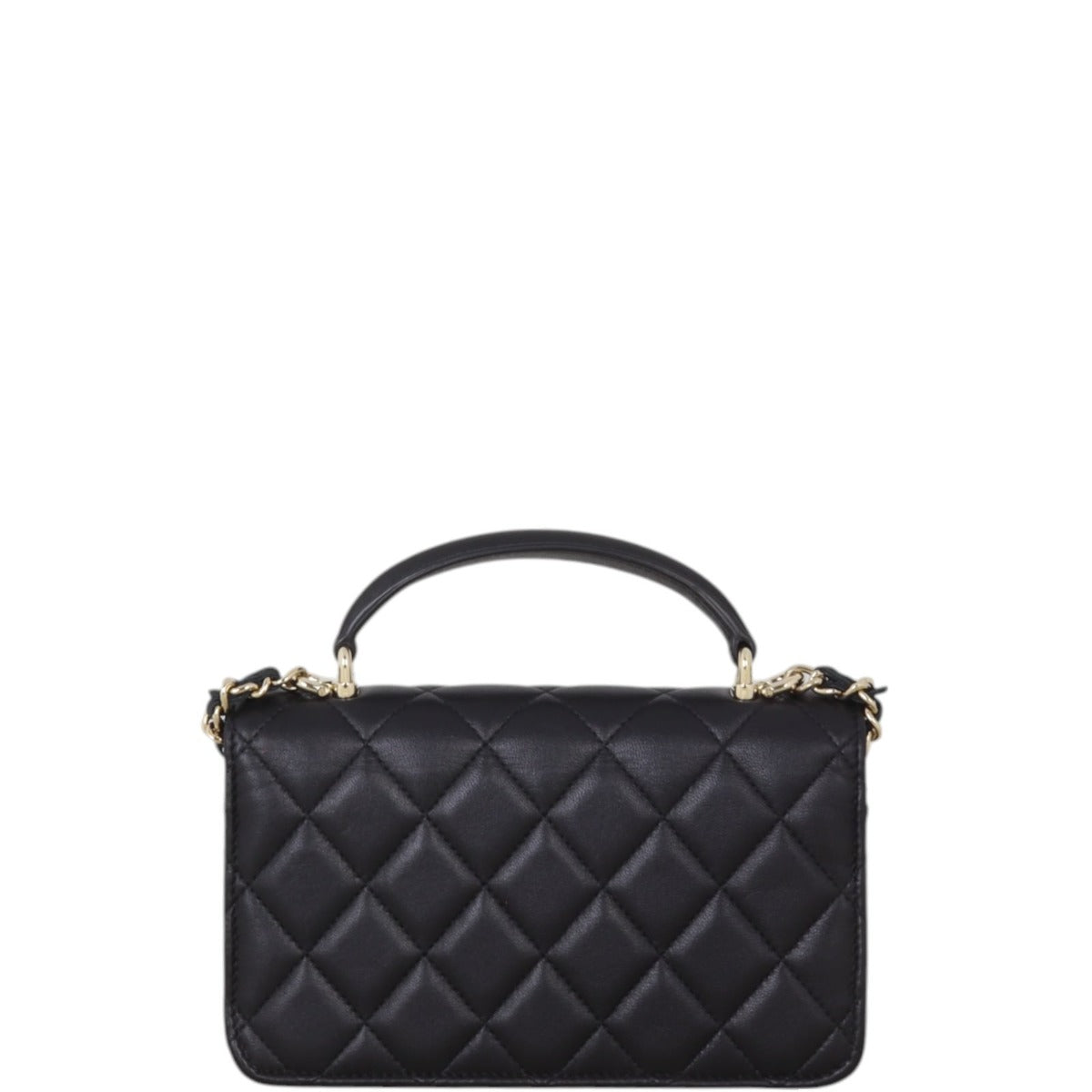 Chanel Top Handle Phone Holder on Chain Quilted Black Crossbody Bag