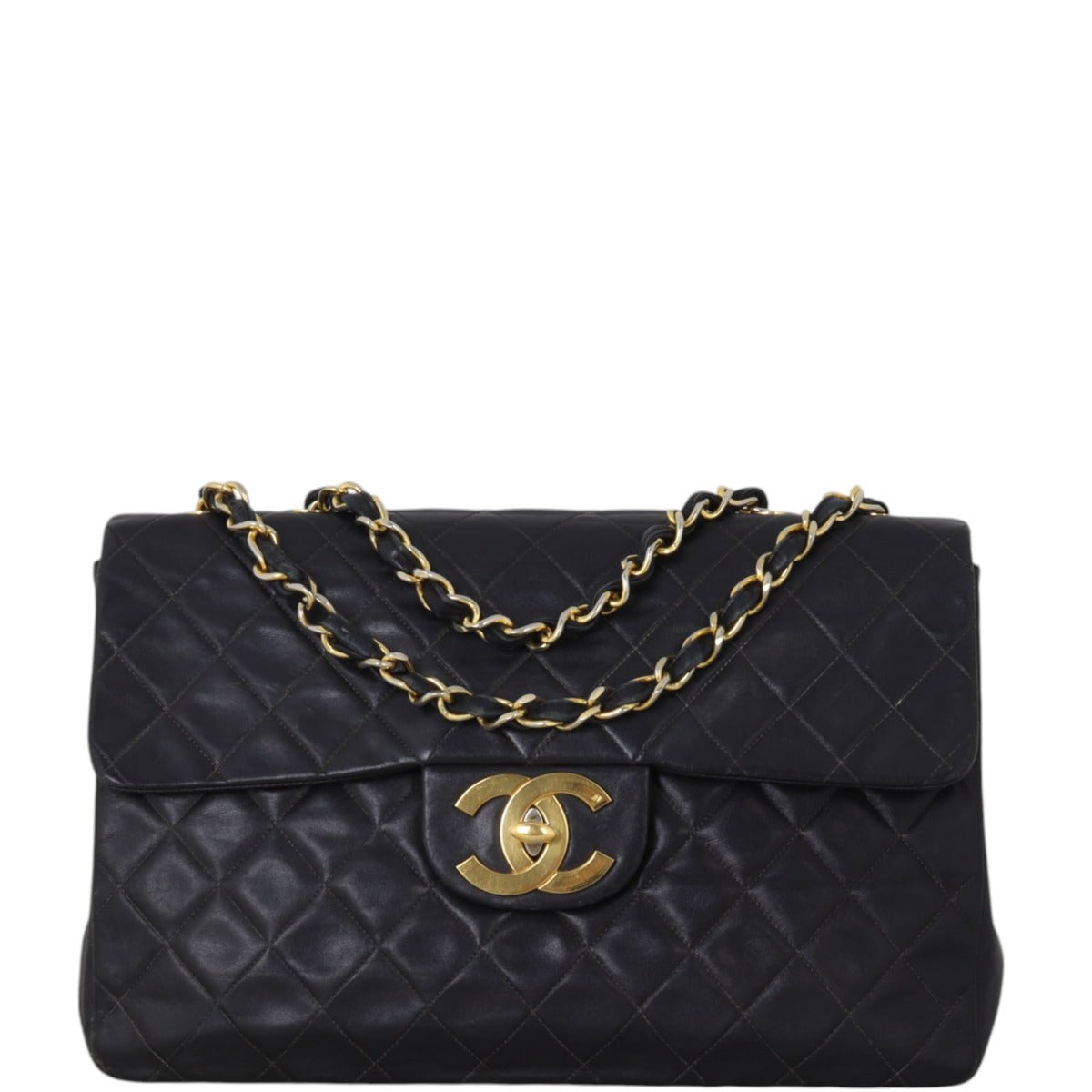 Chanel Maxi Jumbo XL Single Handbag Quilted Black Crossbody Bag
