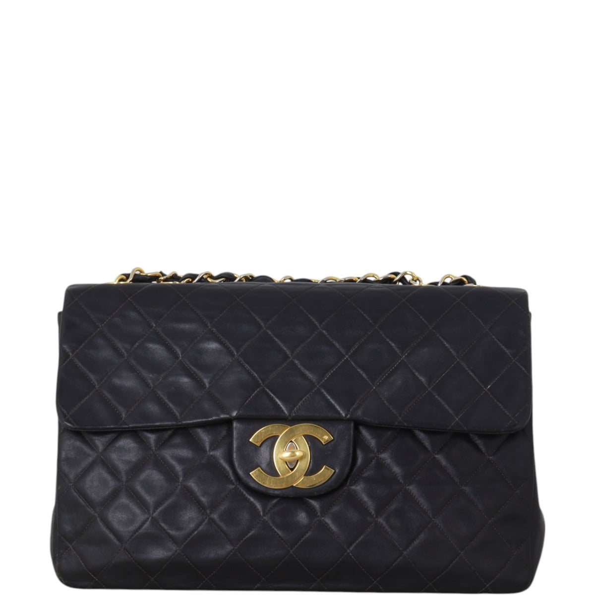 Chanel Maxi Jumbo XL Single Handbag Quilted Black Crossbody Bag