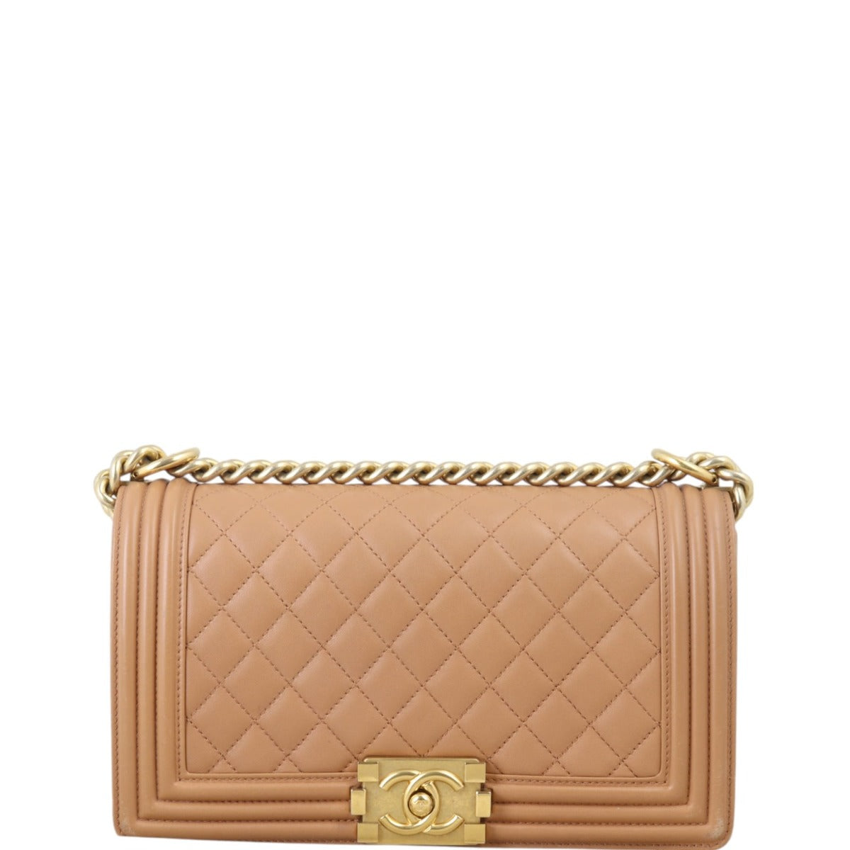 Chanel Boy Old Handbag Quilted Brown Crossbody Bag