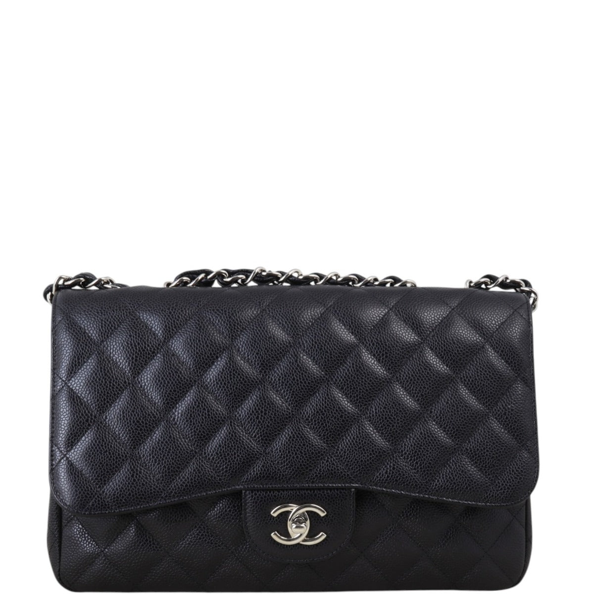 Chanel Classic Single Jumbo Caviar Handbag Quilted Black Crossbody Bag Jumbo 28012025
