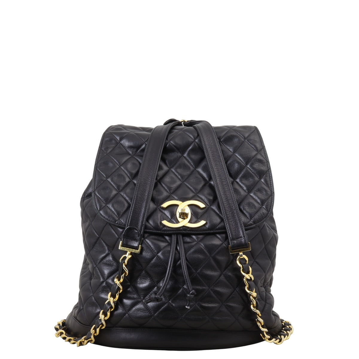 Chanel Drawstring Backpack Quilted Black Jewelry