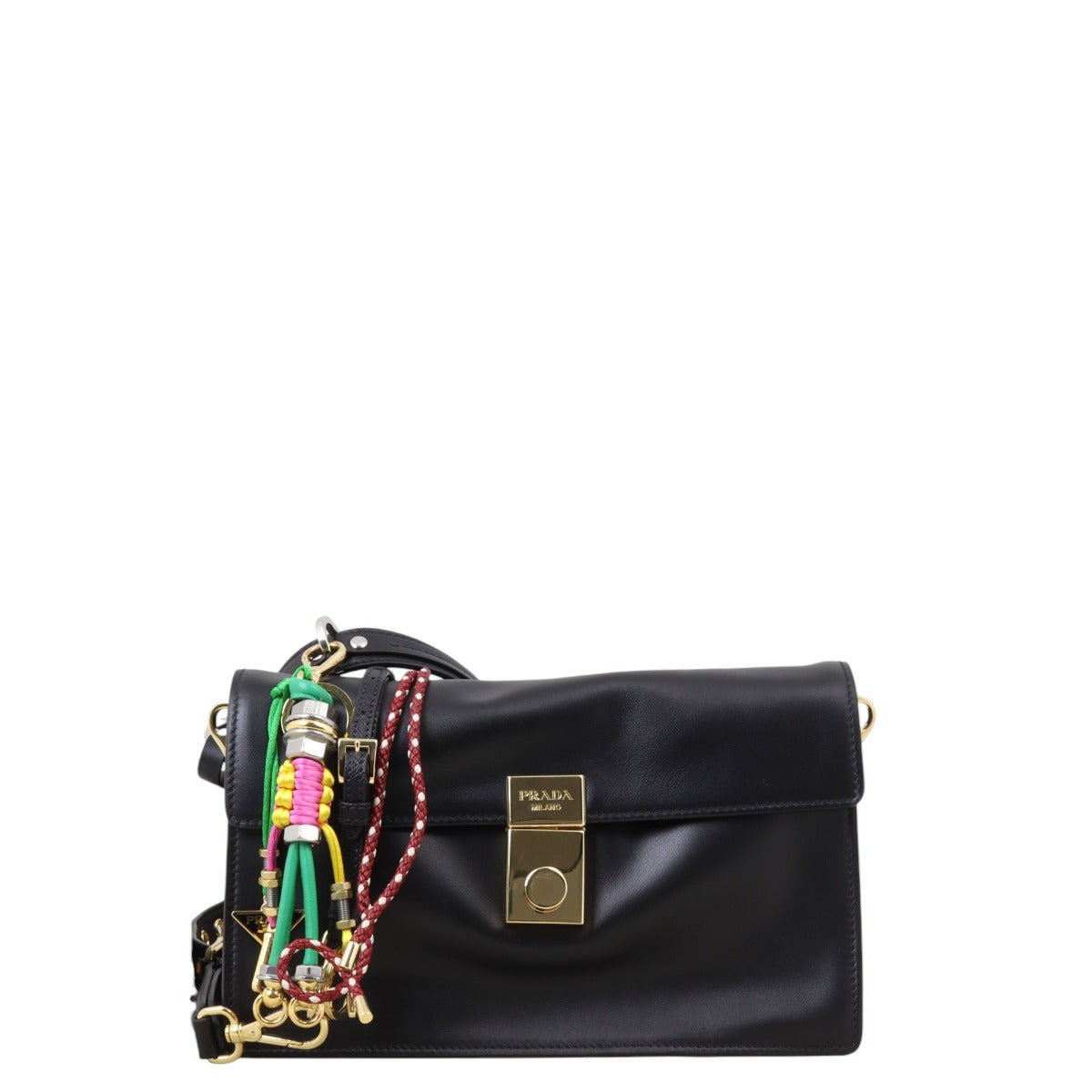 Prada Shoulder Bag Soft Sound Leather Black Small