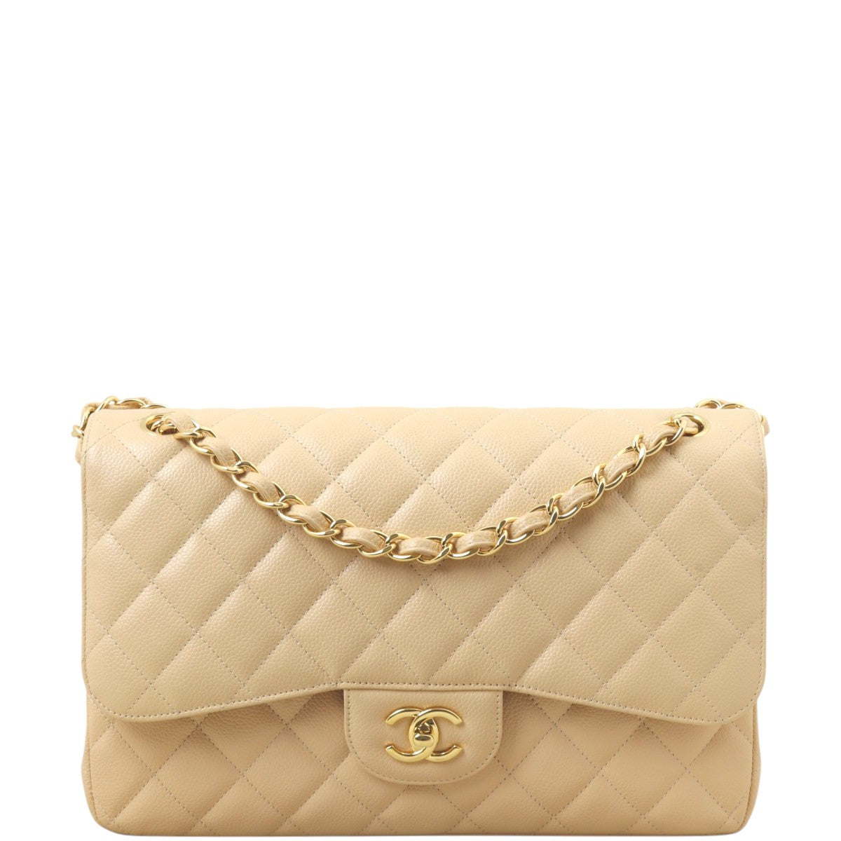Chanel Classic Double Jumbo Caviar Handbag Quilted Pink Crossbody Bag