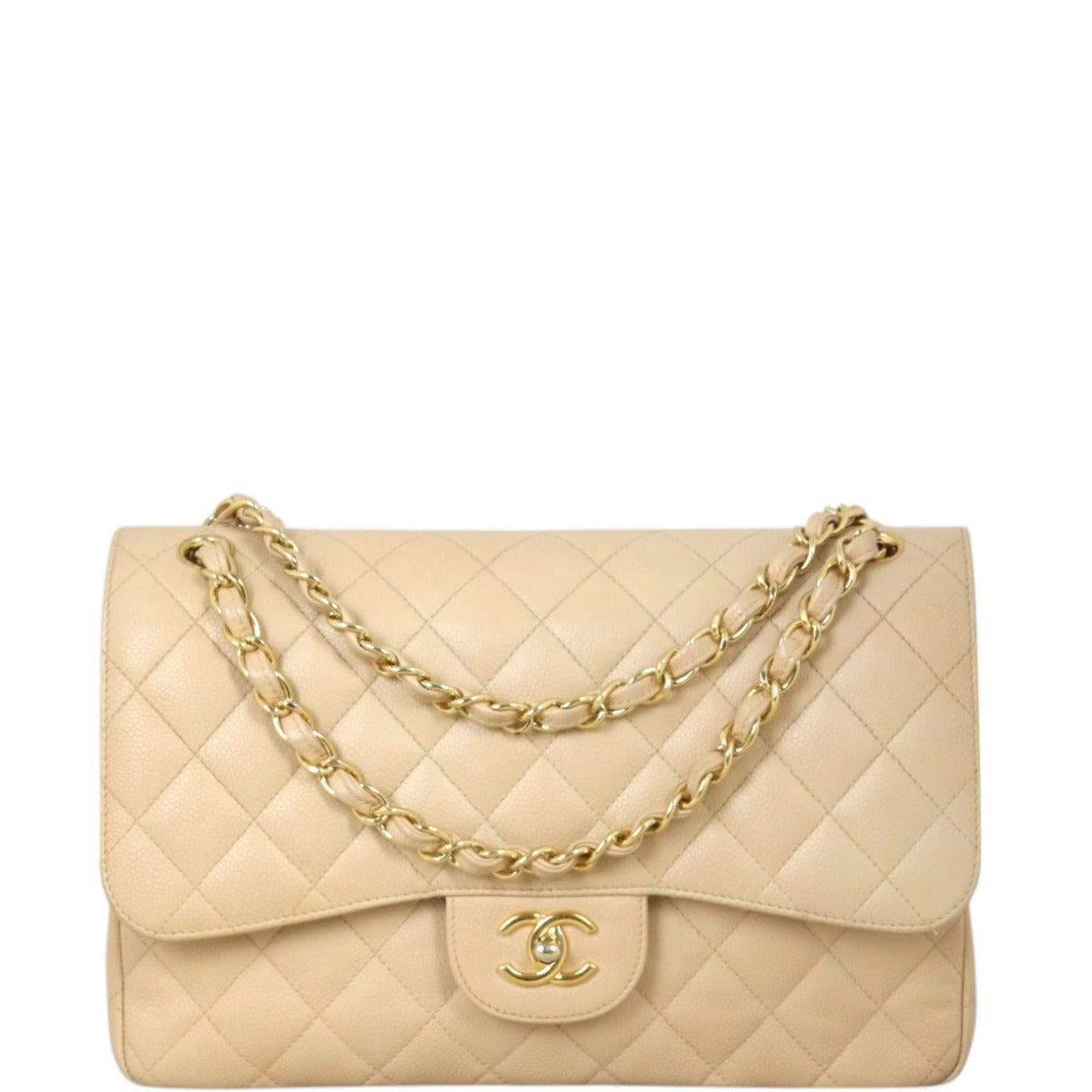Chanel Classic Double Jumbo Caviar Handbag Quilted Flap Crossbody Bag Jumbo 10032025