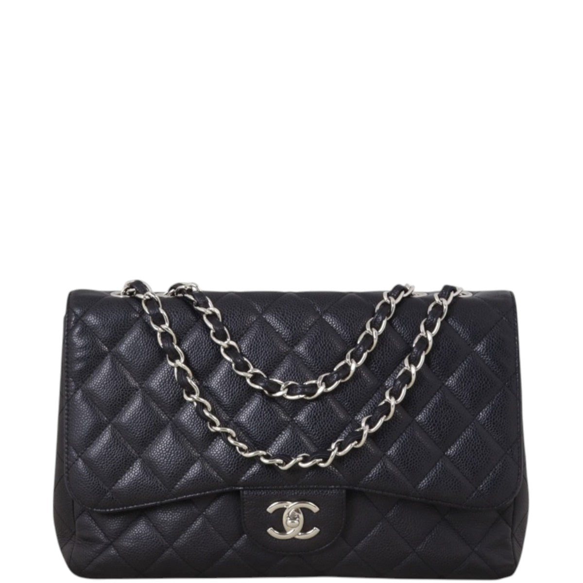Chanel Classic Single Jumbo Caviar Handbag Quilted Black Crossbody Bag Jumbo 13032025
