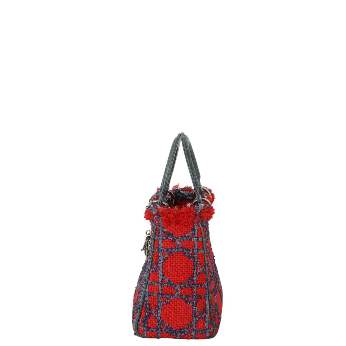 Dior Lady Tweed And Croc Embossed Handbag Medium Travel Bag