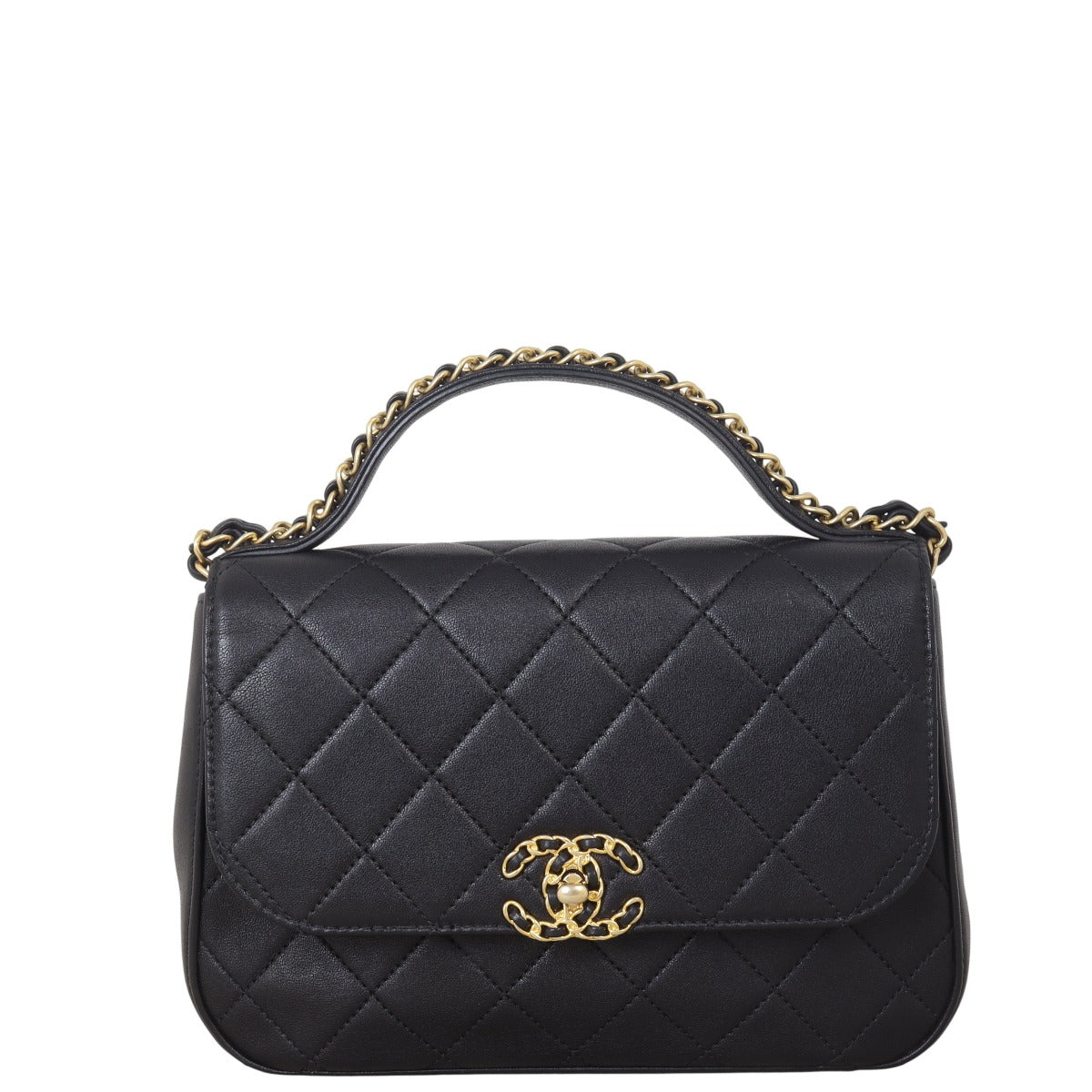 Chanel 19 Infinity Chain Top Handle Quilted Black Crossbody Bag
