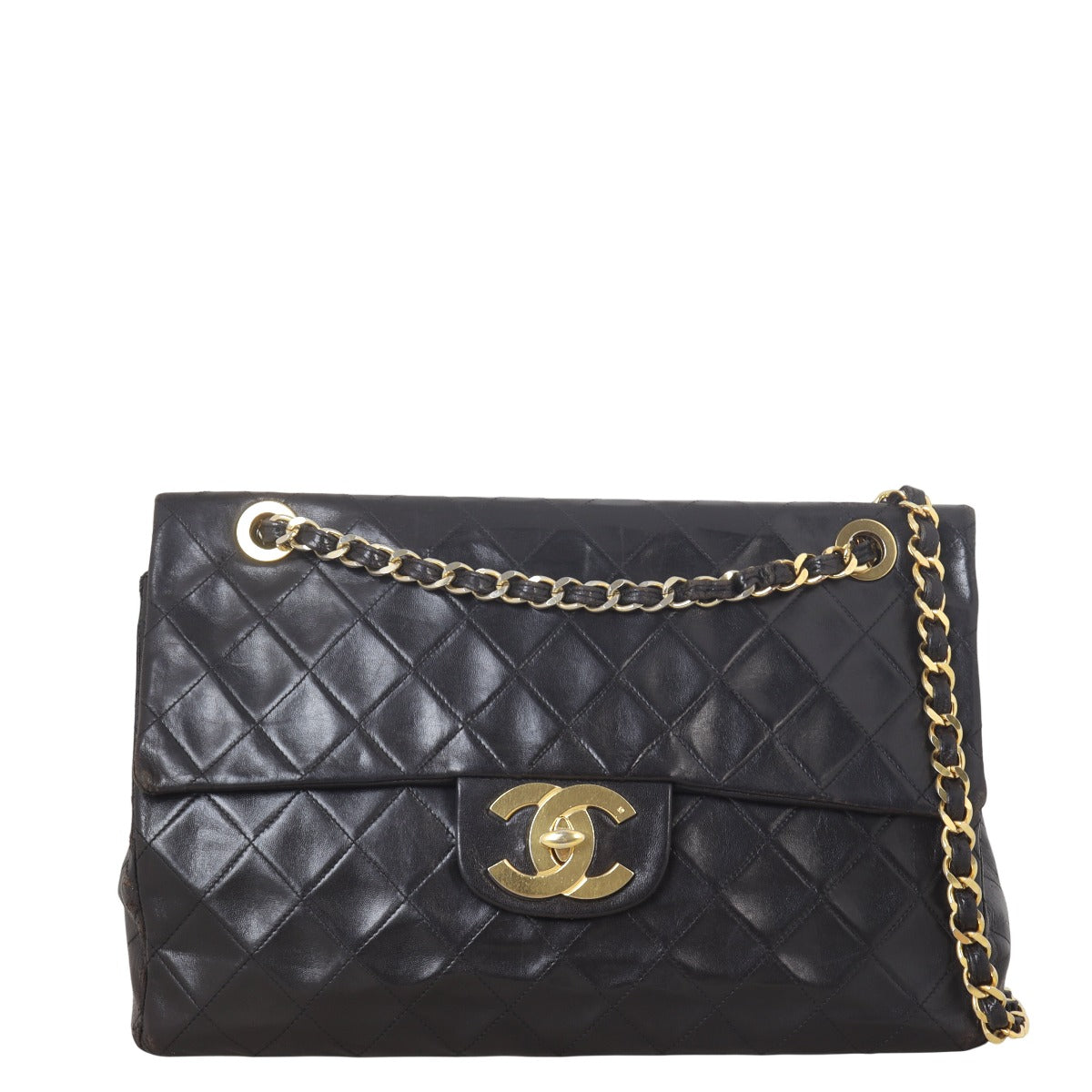 Chanel Maxi Jumbo XL Single Handbag Quilted Black Shoulder Bag Flap 08042025