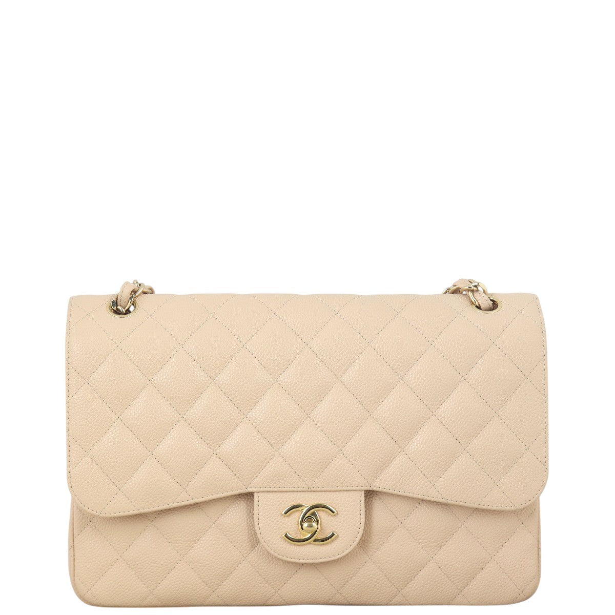 Chanel Classic Double Jumbo Caviar Handbag Quilted Flap Shoulder Bag