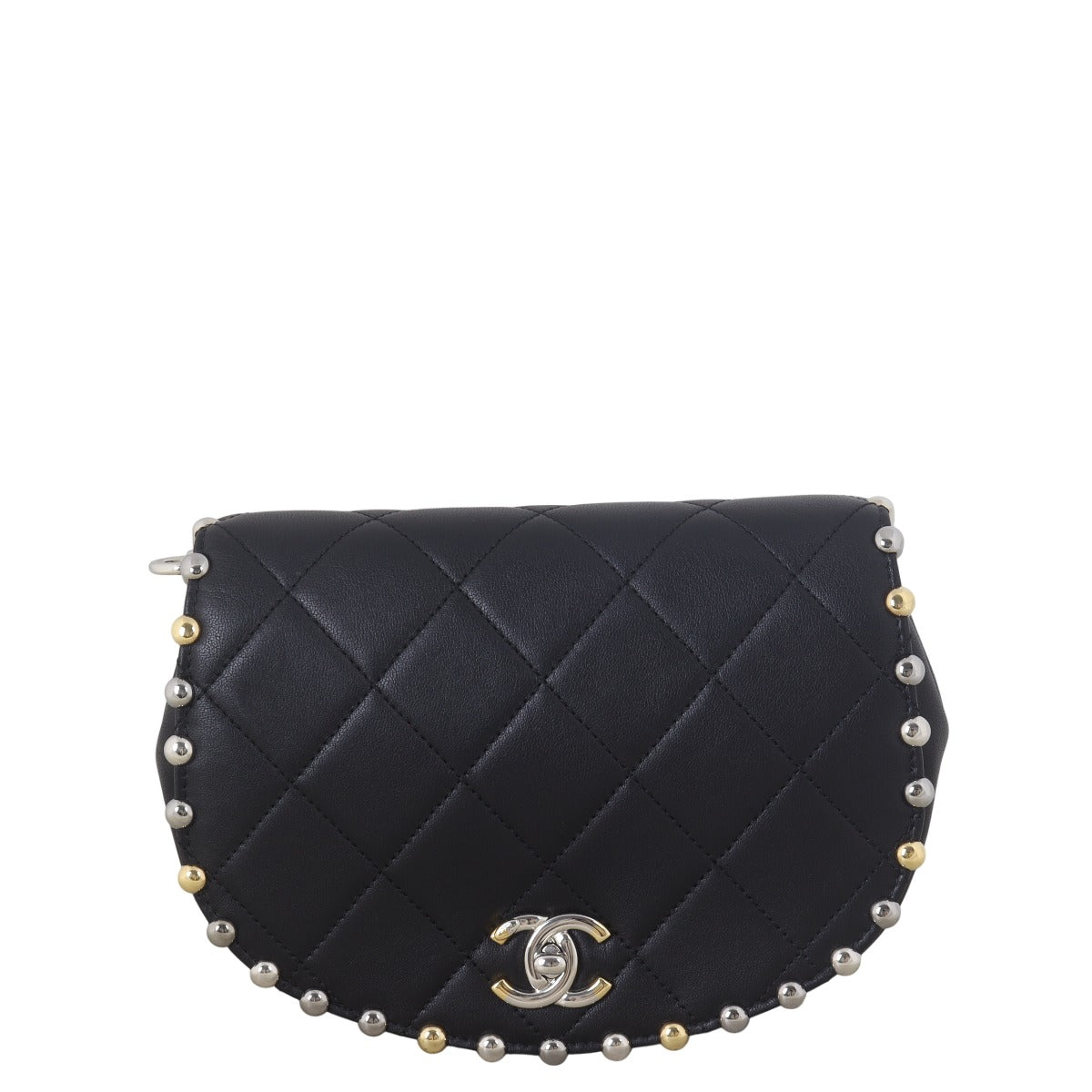 Chanel Saddle Stud Around Bag Quilted Black Crossbody Bag