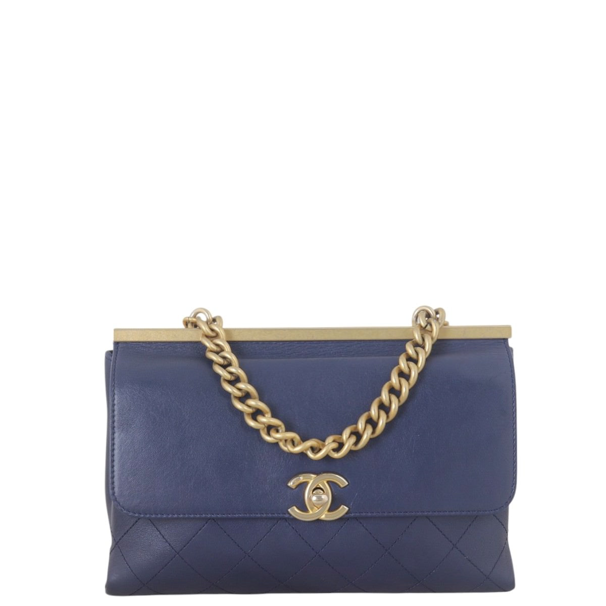 Chanel Coco Luxe Flap Bag Quilted Blue Crossbody Bag