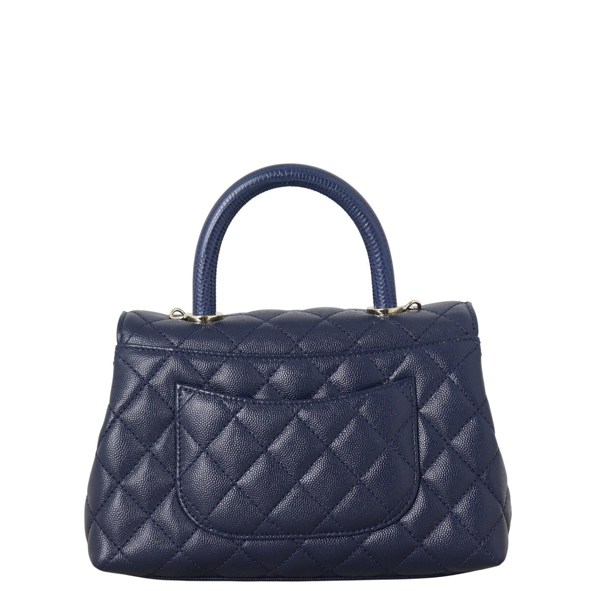 Chanel Coco Top Handle Bag Quilted Blue Crossbody Bag