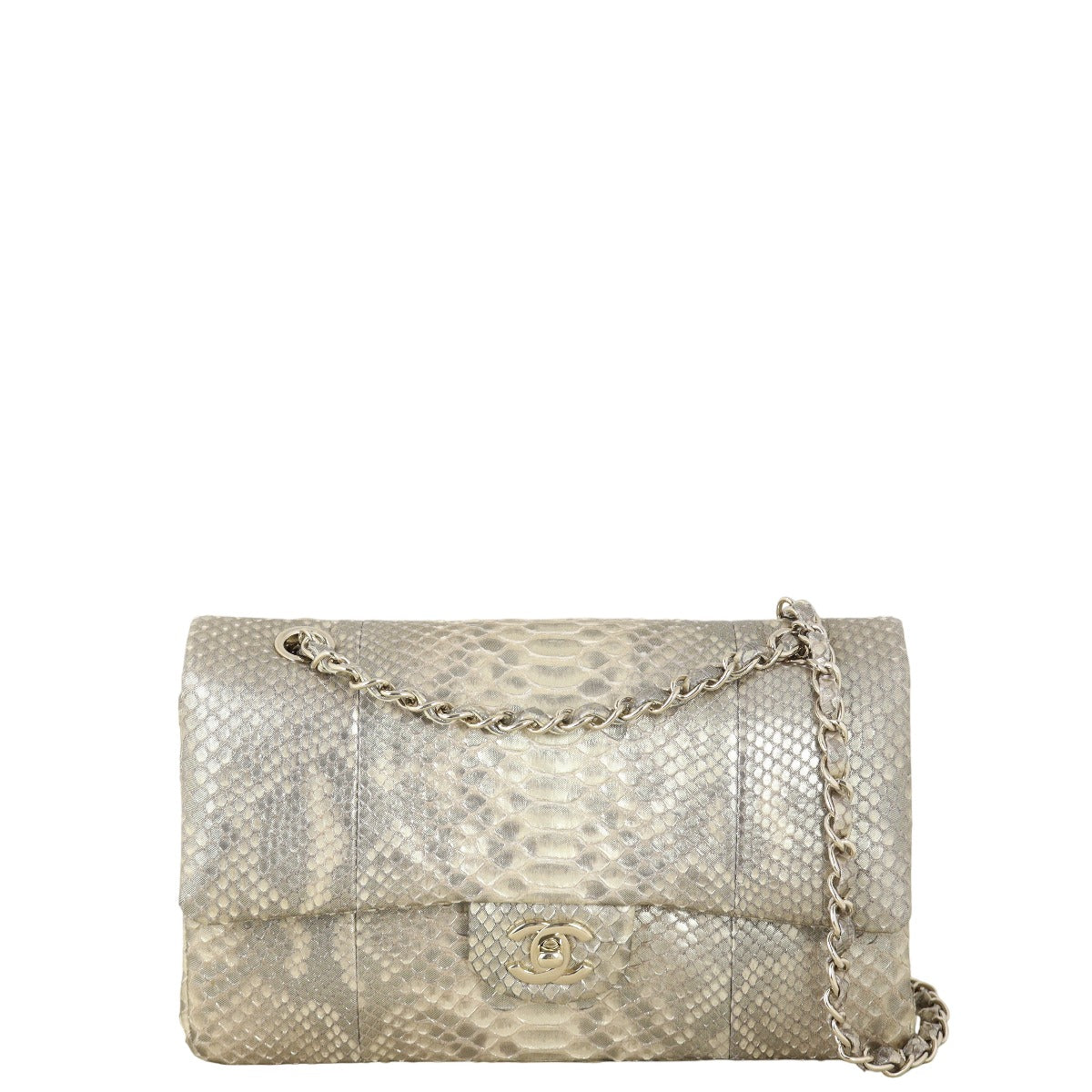 Chanel Classic Double Iridescent Python Handbag Medium Flap Crossbody Bag