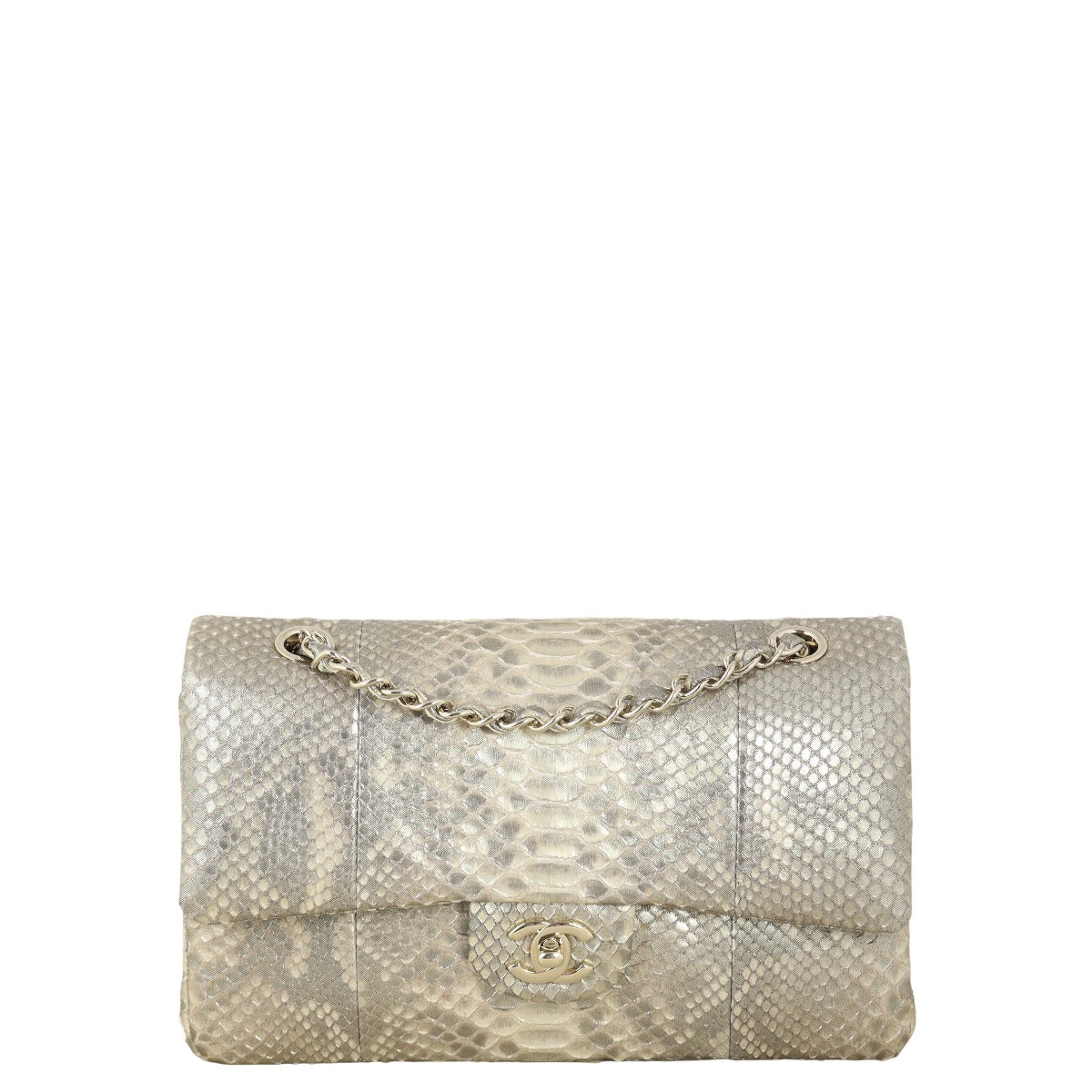 Chanel Classic Double Iridescent Python Handbag Medium Flap Crossbody Bag