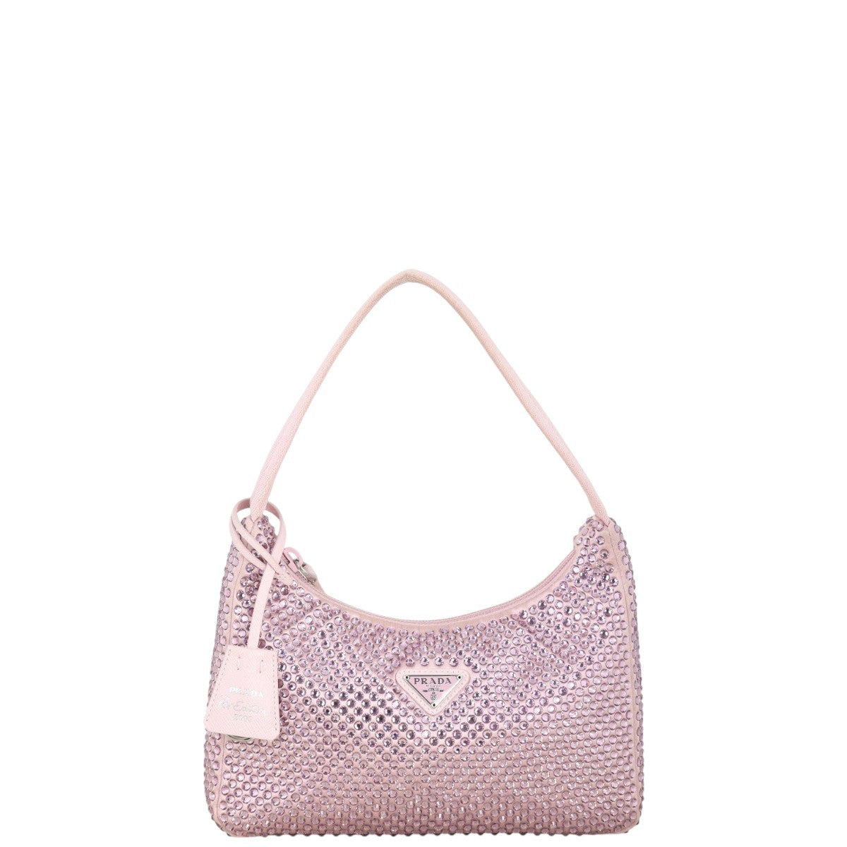 Prada Shoulder Bag Re-Edition Crystal Bag Satin Pink Mini