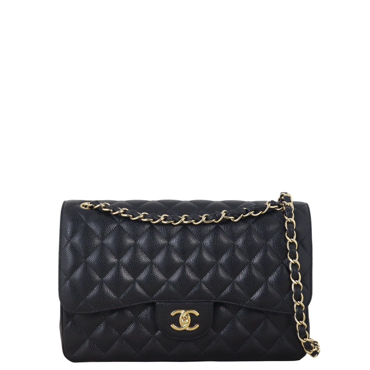 Chanel Classic Double Jumbo Caviar Handbag Quilted Black Crossbody Bag Jumbo 21052025