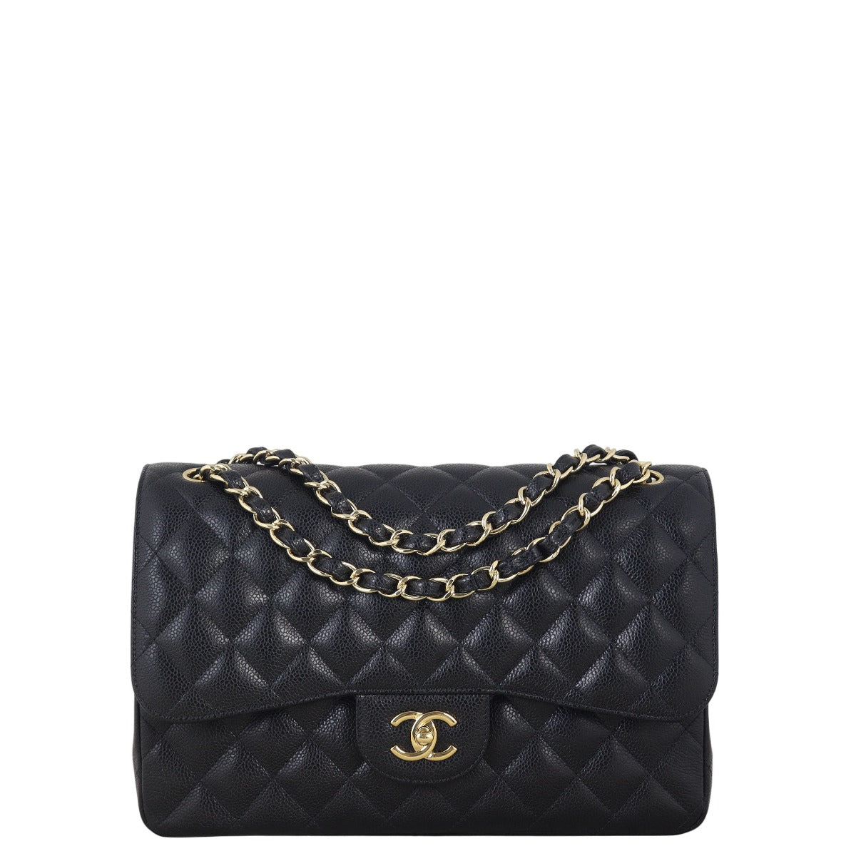 Chanel Classic Double Jumbo Caviar Handbag Quilted Black Crossbody Bag Jumbo 21052025