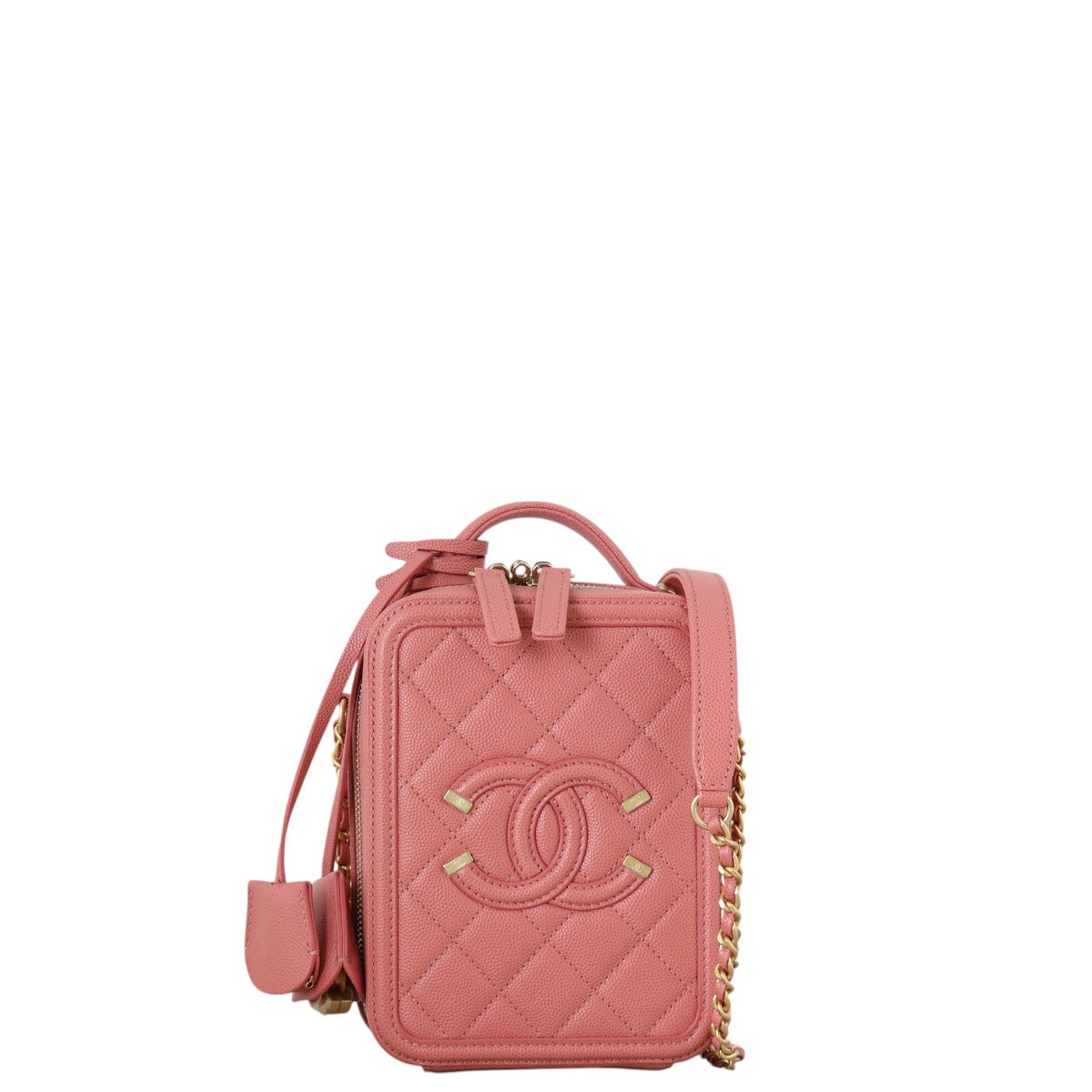 Chanel CC Filigree North-South Vanity Case Handbag Quilted Pink Shoulder Bag