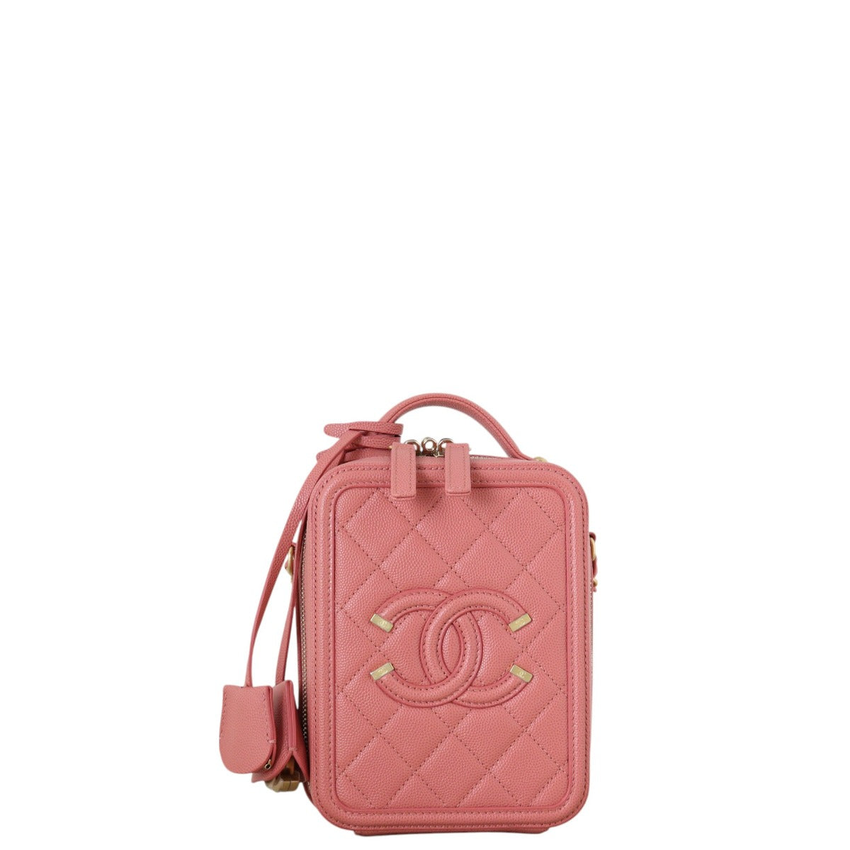 Chanel CC Filigree North-South Vanity Case Handbag Quilted Pink Shoulder Bag